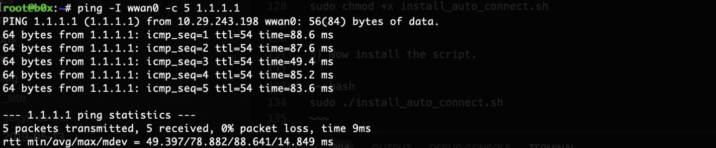 lte base hat quectel ping