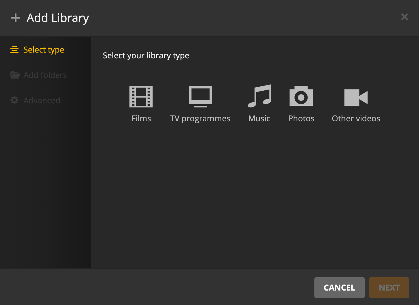 First select add library in the left-hand side column